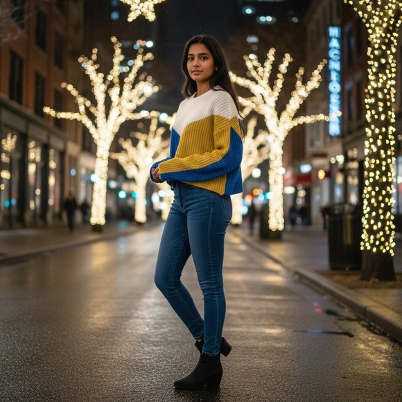 Sincerely Jules colorblock chunky cropped sweater, oversized fit, size L - Picture 6 of 16